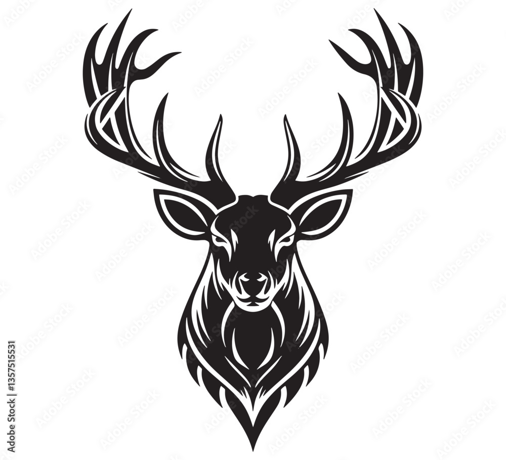Beautiful deer head vector silhouette Beautiful deer head vector silhouette