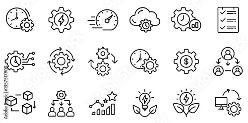 "Efficiency Line Icon Representing Productivity, Streamlined Processes, and Optimal Performance in a Clean and Modern Linear Style"