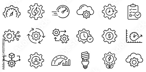 "Efficiency Line Icon Representing Productivity, Streamlined Processes, and Optimal Performance in a Clean and Modern Linear Style"
