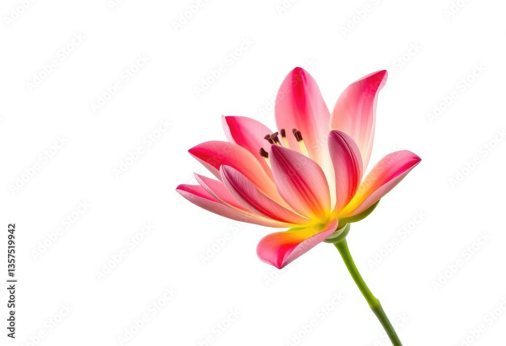 Fototapeta premium A single vibrant bloom, petals unfurled, isolated against a pure white backdrop, botany, garden