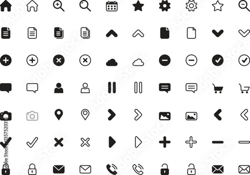 Communication & Navigation Icon Set Phone, Mail, Search, Profile, Cart, Message, Document & Location