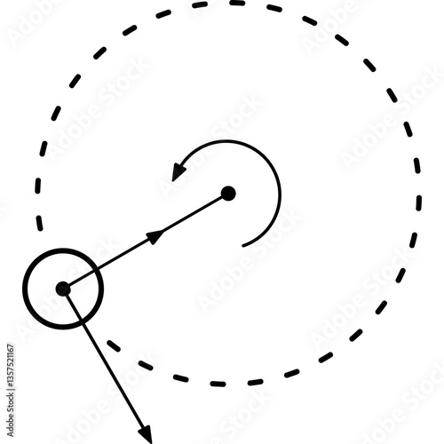 Centripetal force. Vector outline icon.