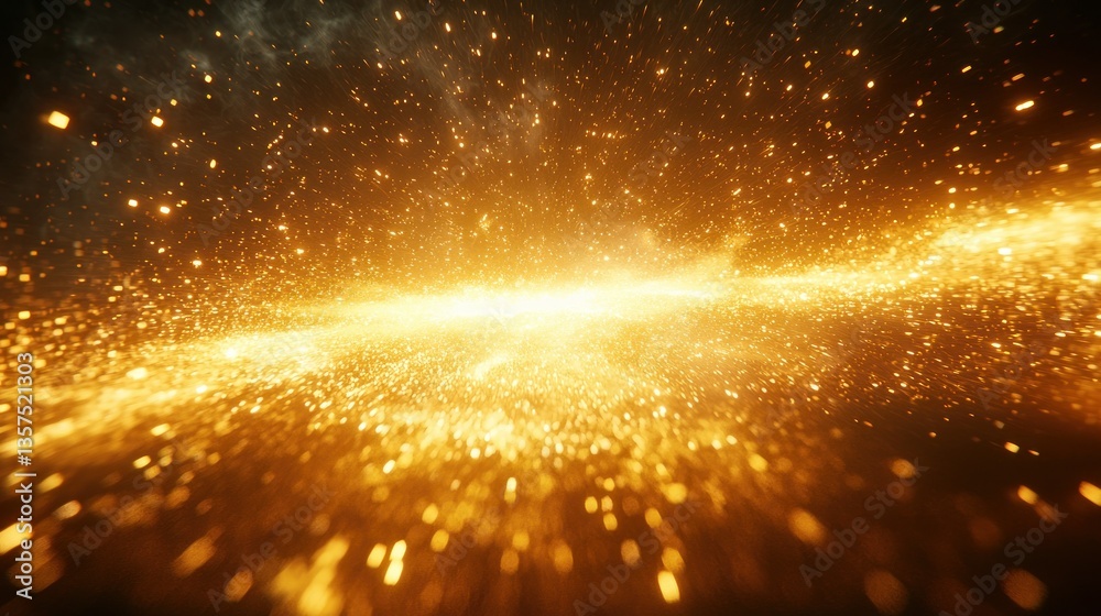 Golden sparkles explosion, dark background, cosmic effect, festive design Golden sparkles explosion, dark background, cosmic effect, festive design