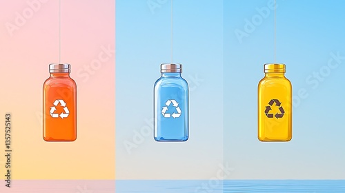 Recycled Bottles Hanging for Ocean View.