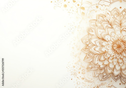 Wallpaper Mural Golden Mandala Design on White Background Elegant and Decorative Pattern Art Torontodigital.ca