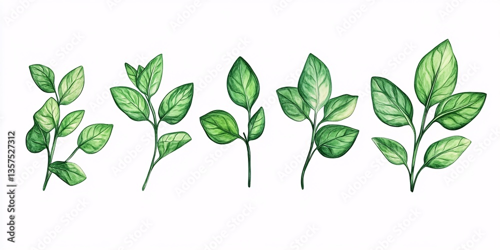 Fototapeta premium Fresh marjoram leaves with delicate curls showcasing vibrant green hues
