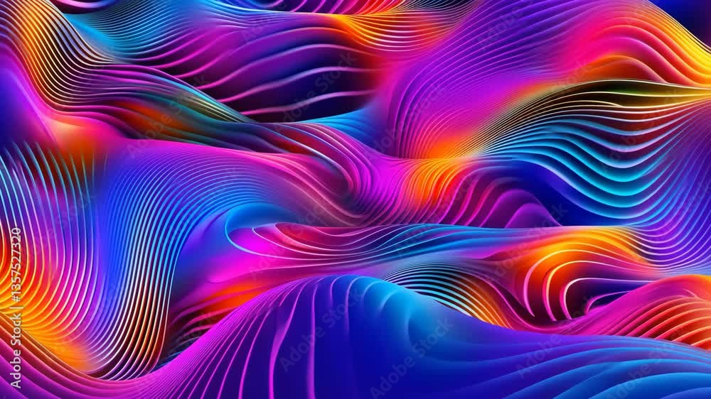Colorful abstract waves create a mesmerizing pattern with flowing lines and vibrant hues in a digital art composition Colorful abstract waves create a mesmerizing pattern with flowing lines and vibrant hues in a digital art composition