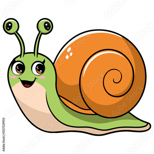 Cartoon Snail Illustration, Cute Mollusk Vector Design