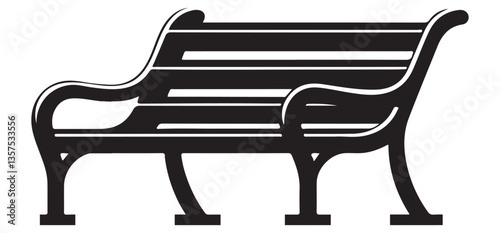 Elegant Park Bench Silhouette for Garden Outdoor Relaxation and Seating