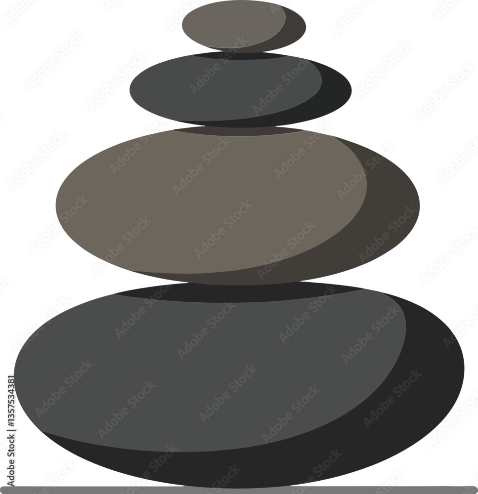Smooth, stacked stones in a minimalist design representing balance and tranquility, perfect for meditation and relaxation, vector illustration Smooth, stacked stones in a minimalist design representing balance and tranquility, perfect for meditation and relaxation, vector illustration