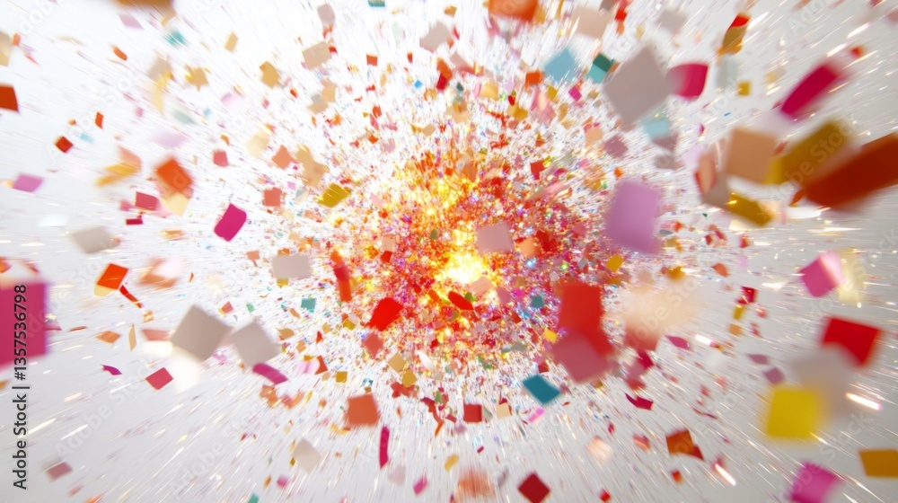 Bursting colors and shapes explosion abstract art digital creation vibrant environment dynamic viewpoint creative concept