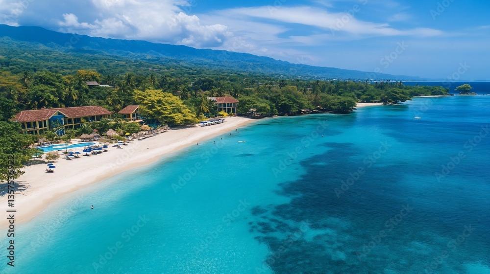Exotic Beach Resort With Turquoise Ocean Views and Lush Green Landscape