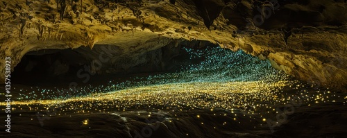 A cave with walls that sweat a sweet nectar, feeding an ecosystem of luminescent insects