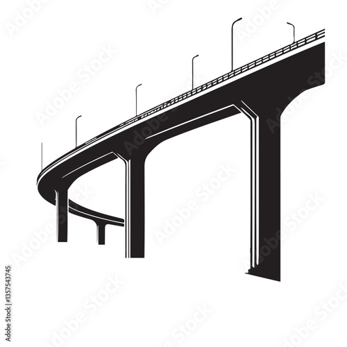 Silhouette Vector Road Overpass Illustration Bridge Structure Highway Design