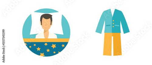Set flat icons sleep time