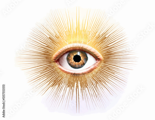 A radiant, mystical eye symbolizing divine wisdom and protection, minimalist vector, Easter