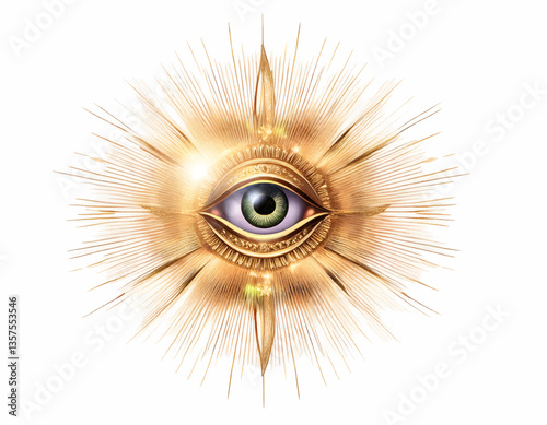 A radiant, mystical eye symbolizing divine wisdom and protection, minimalist vector, Easter
