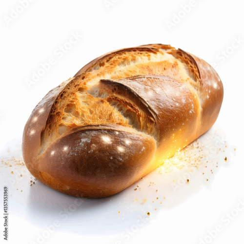 A rustic loaf of bread with a golden crust and soft texture, minimalist vector, symbolizes Easter