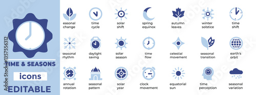 Stylish time and seasons vector set perfect for calendars, seasonal themes, and branding. High quality, editable, and unique