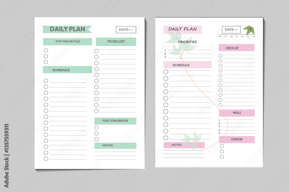 Simple daily planner template design Simple daily planner template design