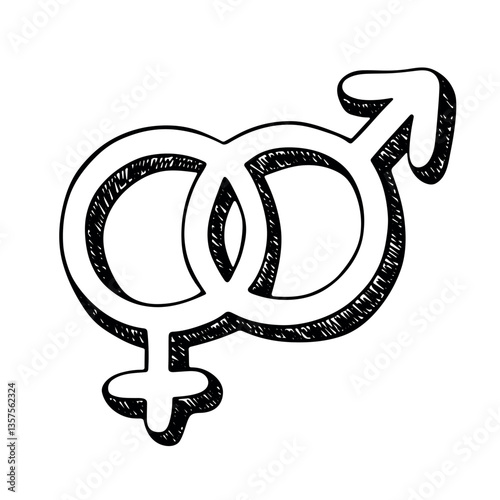 Hand drawn heterosexual gender identity icon Symbol used to represent sex and gender