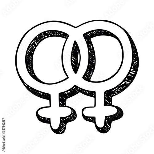 Hand drawn lesbian gender identity icon Symbol used to represent sex and gender