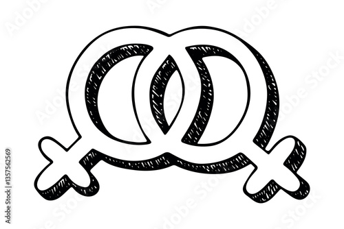 Hand drawn lesbian gender identity icon Symbol used to represent sex and gender
