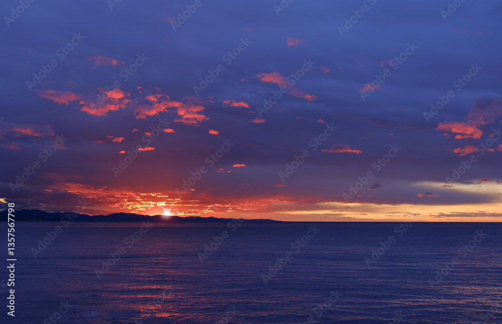 Sunset on the coast of the city of Donostia-San Sebastián, Euskadi