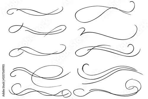手描きの文字の下の線　アンダーラインセット　ベクター