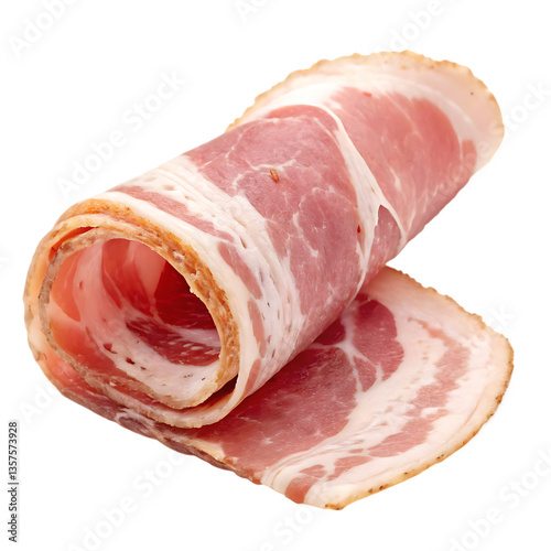  A slice of pancetta arrotolata  isolated on a transparent background