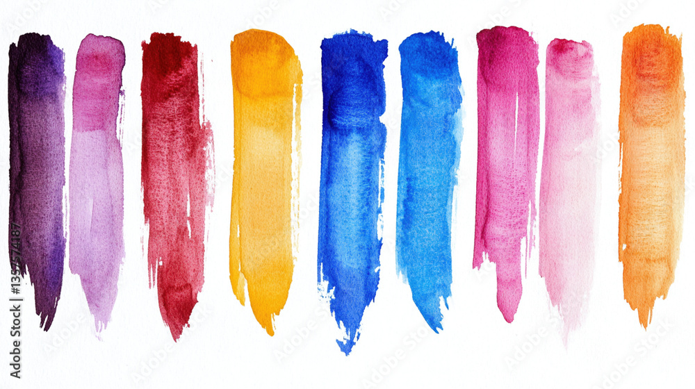 Naklejka premium Colorful watercolor paint swatches
