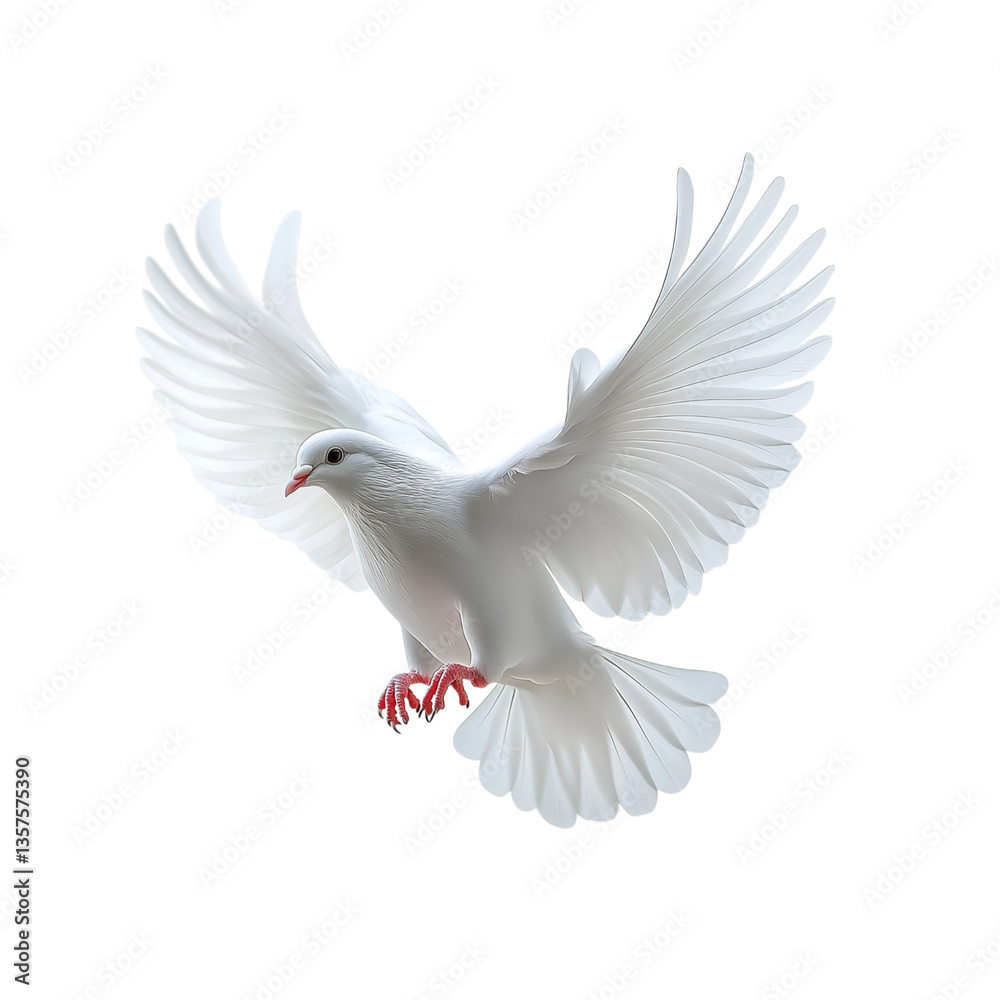 White dove in flight, full-body view on Png Format and Transparent Background White dove in flight, full-body view on Png Format and Transparent Background