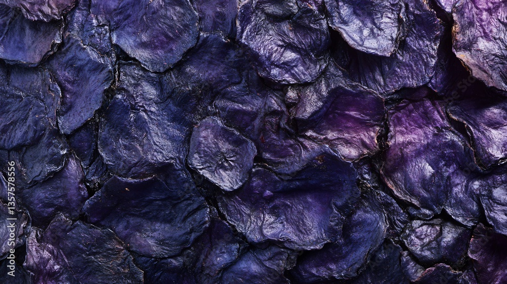 Obraz premium A macro shot of dried blueberries, their deep purple surfaces showing intricate wrinkled textures