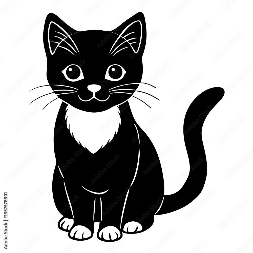 Black And White Illustration of a Sitting Cat With Bright Eyes
Black And White Illustration of a Sitting Cat With Bright Eyes