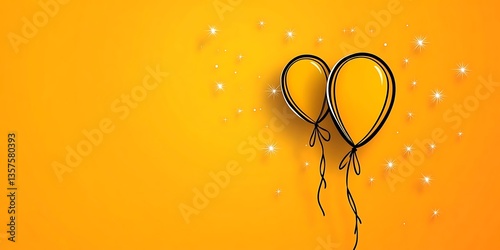 Yellow balloons background party celebration birthday festive graphic design illustration art happy fun 100