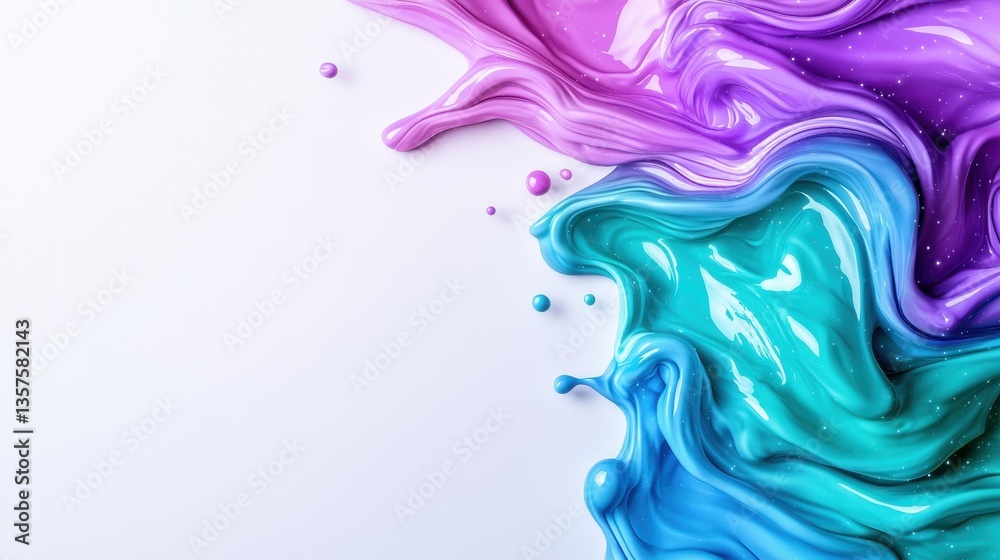 Fototapeta premium A Captivating Cosmic Dance of Swirling Teal, Purple, and Pink Liquids Representing Chemistry in Motion in Stunning Detail