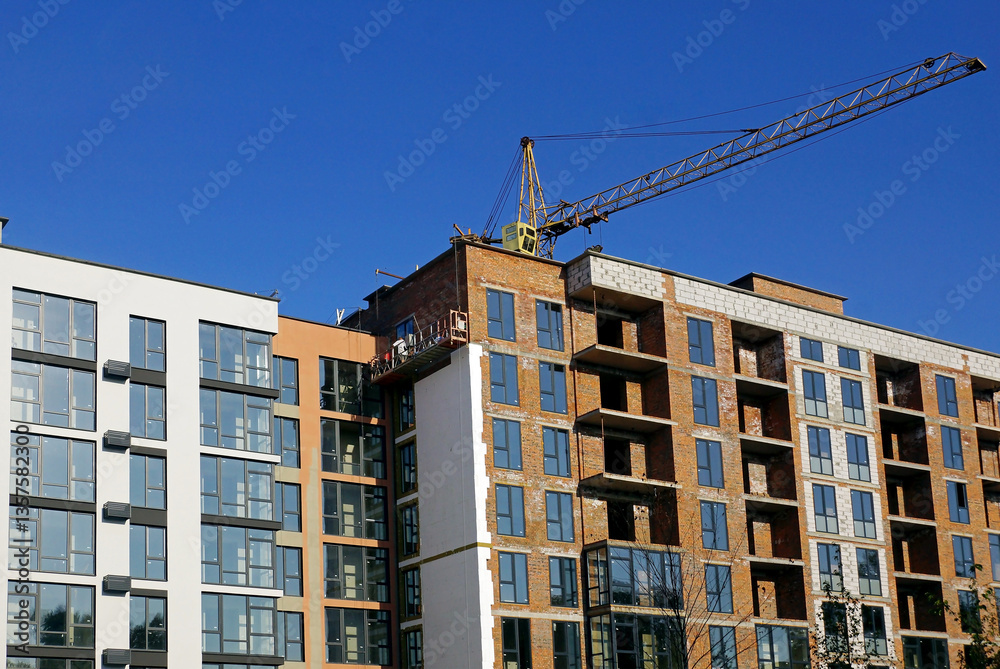 Construction of new modern multi-apartment residential complexes