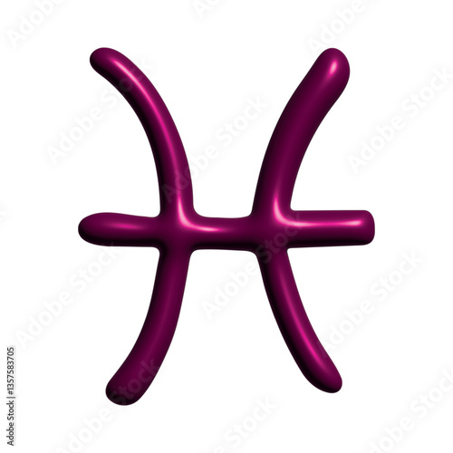 3d pisces zodiac sign Esoteric symbol Astrology clipart Element for design