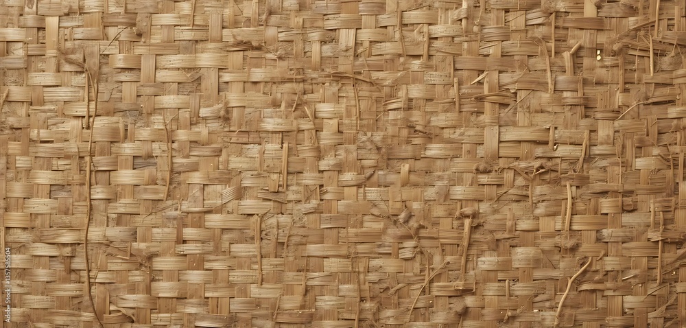 Woven textures echoing ancestral craft embracing earth tone simplicity a rustic brown background showcasing nature's artistry in interlace detail. Woven textures echoing ancestral craft embracing earth tone simplicity a rustic brown background showcasing nature's artistry in interlace detail.