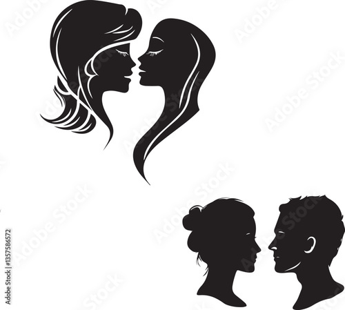 A romantic couple face logo lovely couples 
