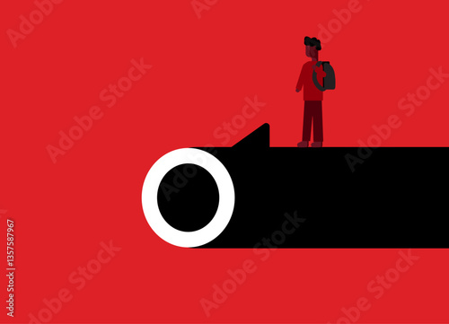 Illustration of a gun and school boy. Concept art about school shooting and mass shooting