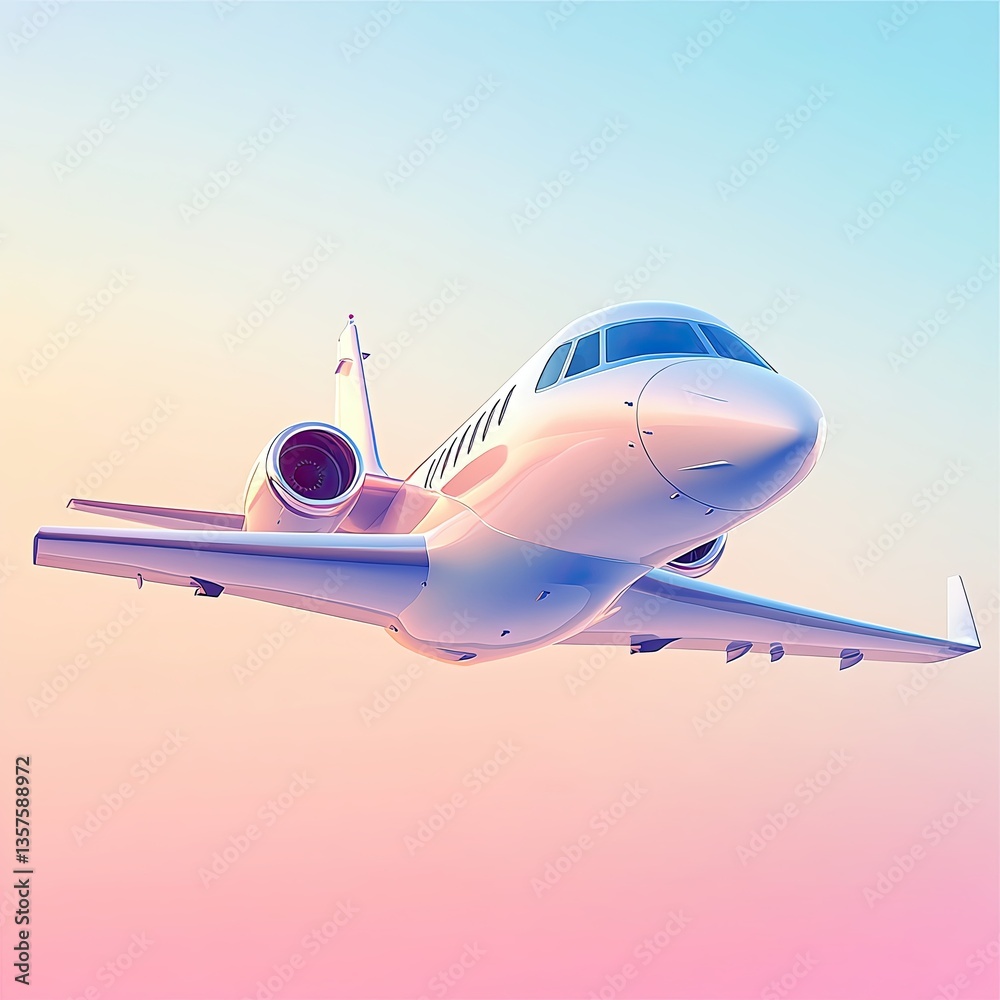 Fototapeta premium A sleek jet flying through a colorful sky.