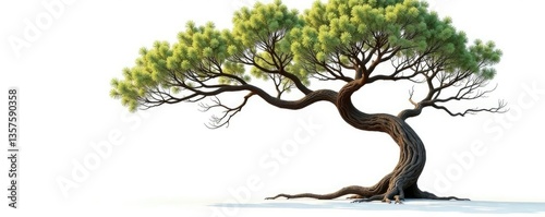 Twisted tree branches isolated on white background, white, tree