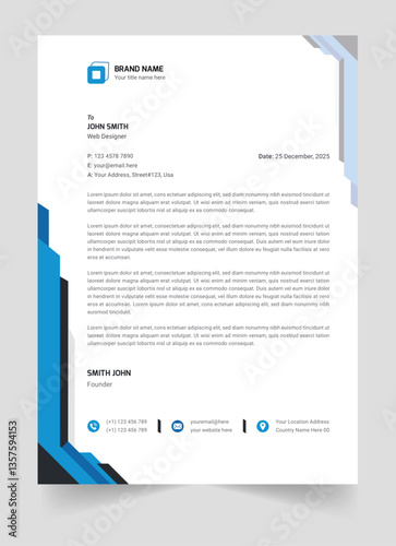 Elegant and modern company business letterhead template
