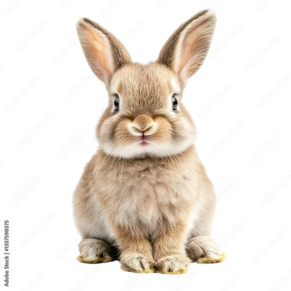 Fototapeta premium Gray rabbit clipart cutout png isolated on white or transparent background.