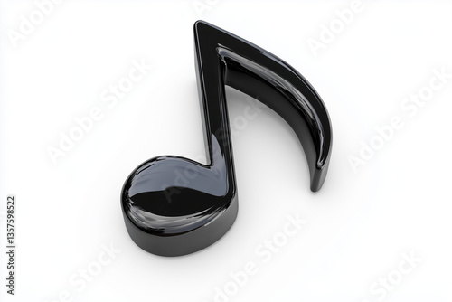 3D music note icon in black