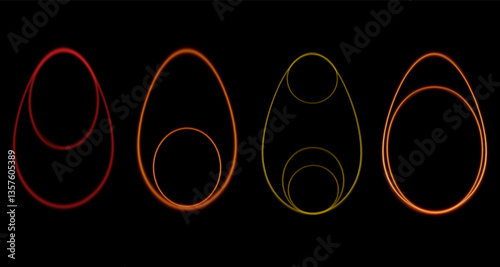 Easter Egg neon light neon light design concept Graphic Elements. illustration.vector PNG
