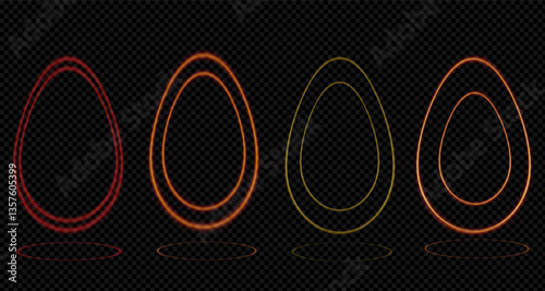 Easter Egg neon light neon light design concept Graphic Elements. illustration.vector PNG
