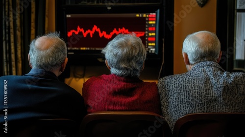 Elderly Investors Watching Stock Market Decline