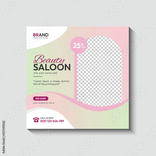 Modern beauty salon social media post template